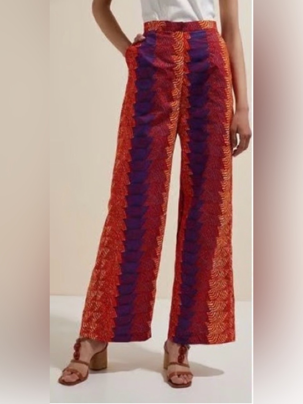 Sika X Anthropologie Sz 8 Colorful Abstract Print Wide Legs Pants